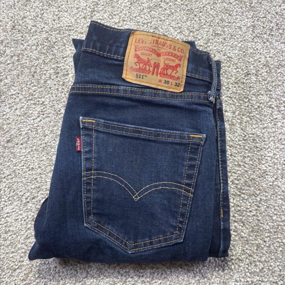 Levis 511 Slim Jeans Mens 30x32 Blue Medium Wash Tapered Denim Pants Casual